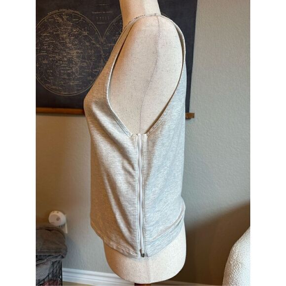 Athleta Side Zip Mesh Gray Muscle Workout Active Women’s Tank Top Size S - Picture 2 of 10